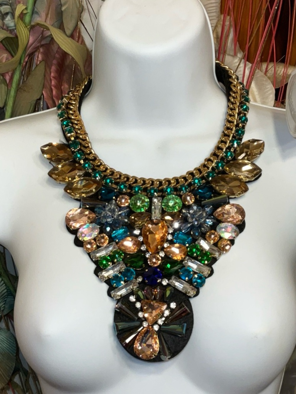 Runaway geometric abstract Crystal statement necklace new BY BEAU DEFI